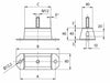 Supporto antivibrante rettangolare Ama 50x40 mm con perno M12