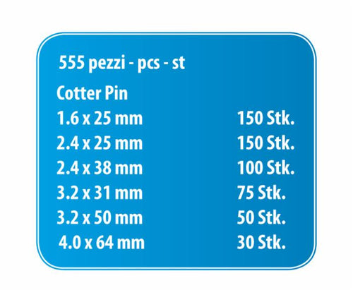 Set assortito con 555 coppiglie standard