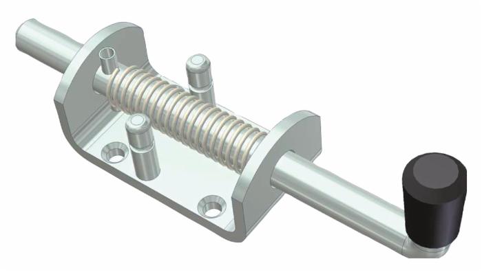 Perno a molla in acciaio inox con il diametro del perno Ø 12mm e base di fissaggio 74x40mm