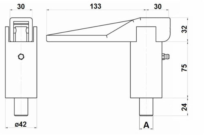 Maniglia di fissaggio zincata per rimorchi lunga 163mm Ø perno 18mm