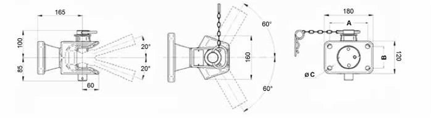 Gancio omologato perno 31mm interasse 120x55mm