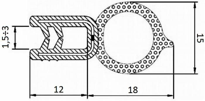 Guarnizione per lamiera o ABS con aggancio da 1mm a 3mm (5 mt)