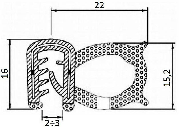 Guarnizione lamiera cabine in rotolo da 5 metri