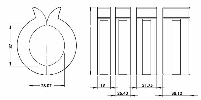 Riduttore di corsa per cilindri spessore 1"1/2 per stelo cilindri Ø25/40mm
