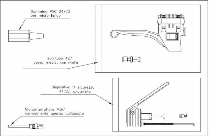 Kit dispositivo sicurezza più leva inferiore per motori benzina