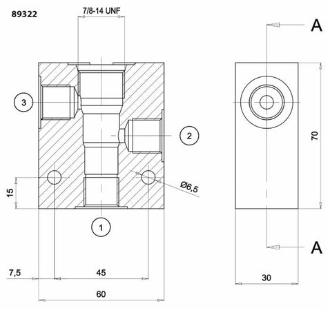 Corpo in alluminio per valvole elettriche a 3 vie cavità 7/8"