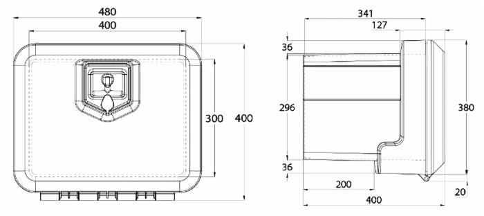 Cassetta porta attrezzi in plastica 480x400x400mm