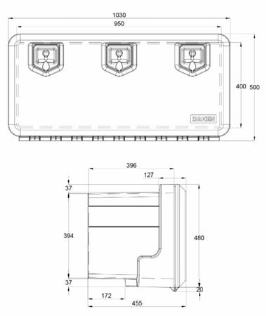 Cassetta porta attrezzi in plastica 1030x500x455mm