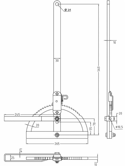 Leva freno a mano modello Francia originale con verniciatura antiruggine 563x265mm