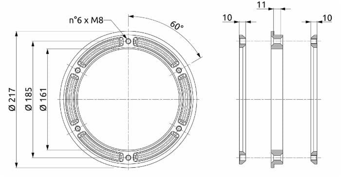 Flange per atomizzatori in ottone con guarnizione