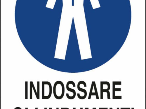 Cartello segnaletica indossare indumenti protettivi 30x20