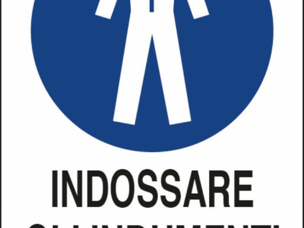 Cartello segnaletica "indossare indumenti protettivi" 30x20