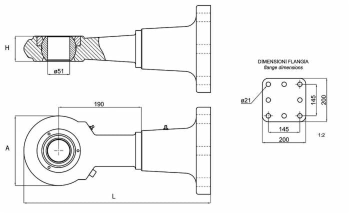 Occhione flangiato con rotula categoria 4 Ø interno 51mm