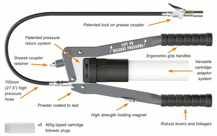 Pompa grasso a 2 leve da 400g