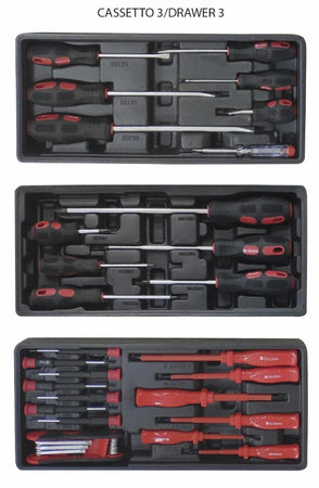 Carrello porta attrezzi professionale da officina Ama 7 cassetti 250 attrezzi assortiti