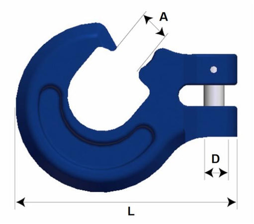 Gancio con perno G100 Ø 6mm lunghezza 82mm