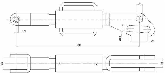 Braccio laterale meccanico lunghezza 530mm compatibile CNH