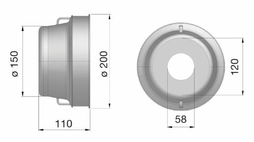 Controcuffia tonda piccola Ø200 e lunghezza 110mm