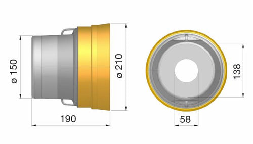 Controcuffia plastica Ø 210 lunghezza 190mm