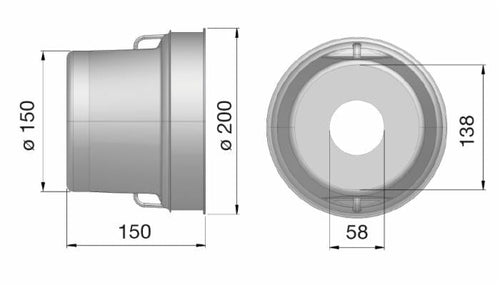 Controcuffia tonda in plastica rigida,lunghezza 150mm