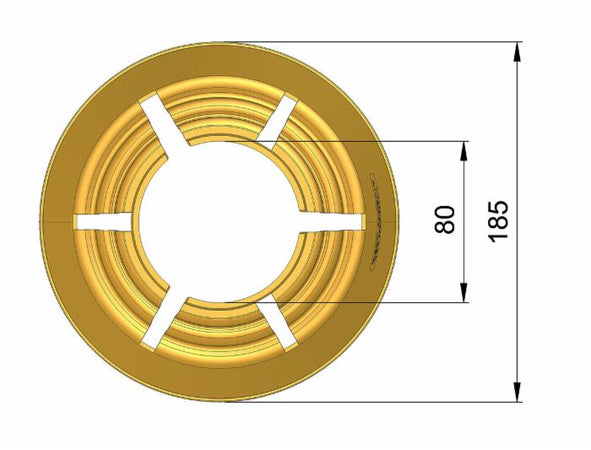 Calotta conica con attacco fascetta con Ø185 e lunghezza 164mm