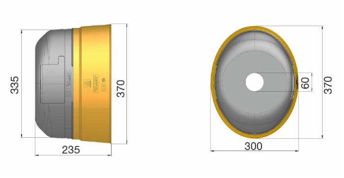 Controcuffia cardano ovale grande con fascia Ø 370x300mm