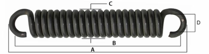 Molla tiller 383mm con gancio aperto Ø 12mm adattabile Nardi