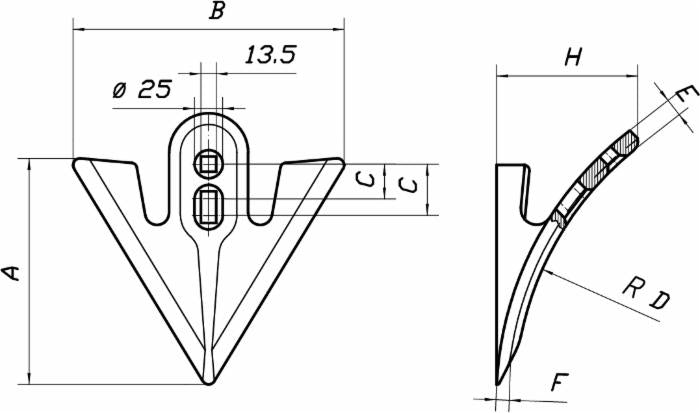 Vomerina Ama per ancora estirpatore da 280x240mm