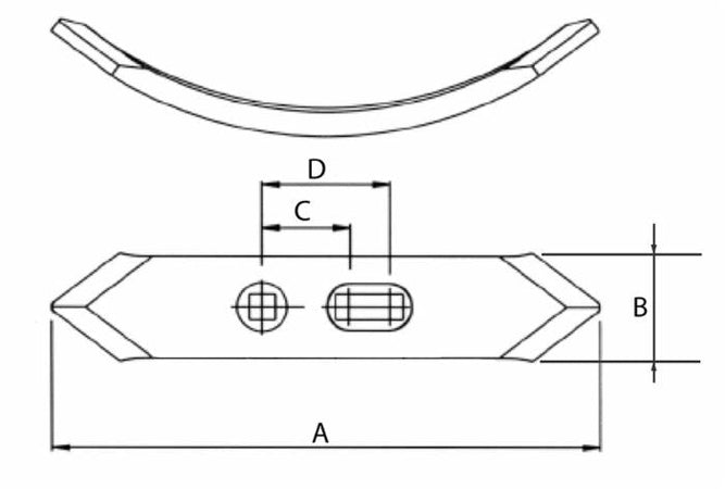 Vomere Ama reversibile con dimensioni di 58x8x230mm e interasse da 42-48mm