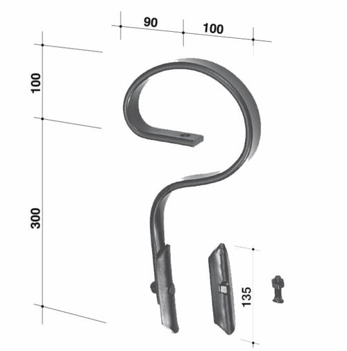 Molla flex diritta con vomere 32x10mm