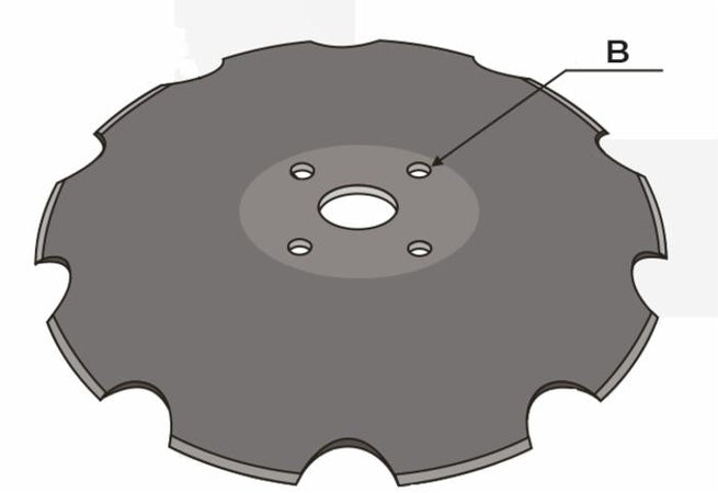Disco frangizolle dentato con Ø 510mm spessore 5mm e foro centrale di 61mm