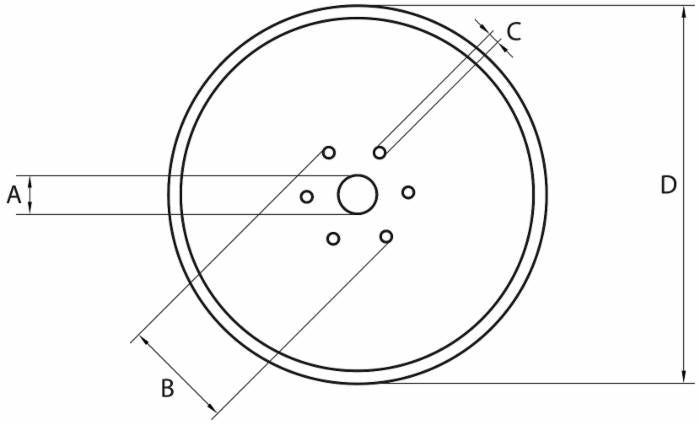 Disco piano liscio per frangizolle Ø 400mm spessore di 6mm con fori cilindrici