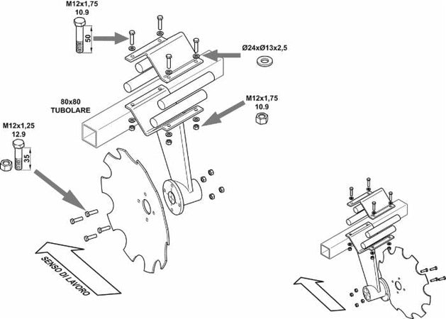 Supporto anteriore con disco da 510 dentato