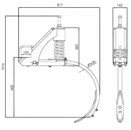 Supporto molleggiato per erpice pesante con ancora 40x30