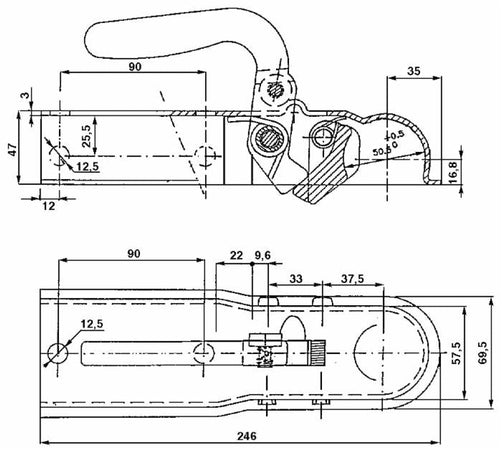 Testina aggancio traino quadro ø 60