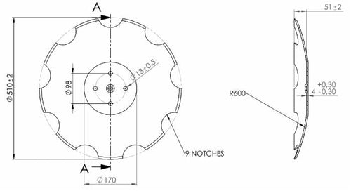 Disco frangizolle dentato diametro 510