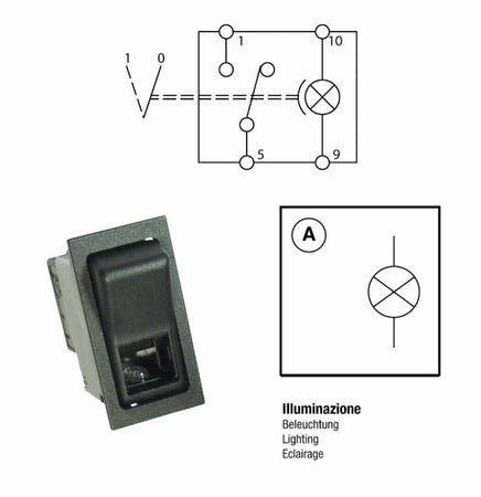 Interruttore basculante ON-OFF 12V fari abbaglianti