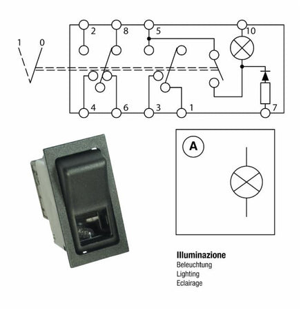 Interruttore basculante ON-ON 12V freno a mano