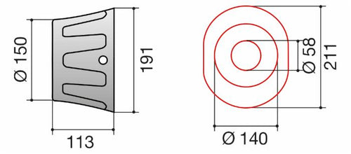 Controcuffia ovale lunghezza 113mm