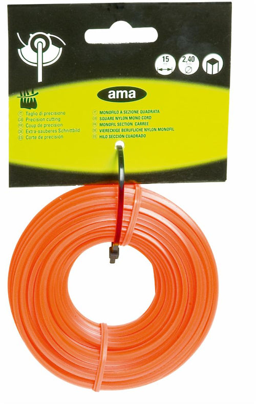 Filo per decespugliatore da 15m sezione quadrata Ø 3mm