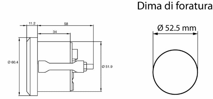 Indicatore livello carburante analogico 0-4/4 Ø52 12V