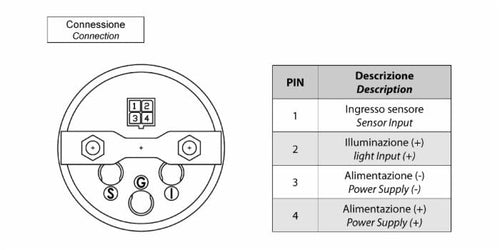 Indicatore livello carburante analogico 0-4/4 Ø52 12V
