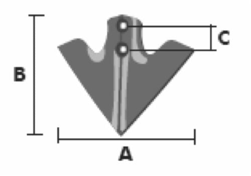 Vomerina di ricambio per il coltivatore dimensioni 210x280mm 2 fori Ø 12mm