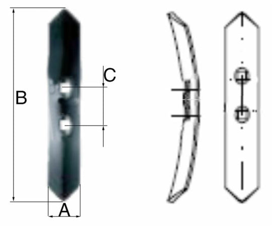 Vomere reversibile 41x230x6 reversibile per coltivatori in acciaio al boro temperato