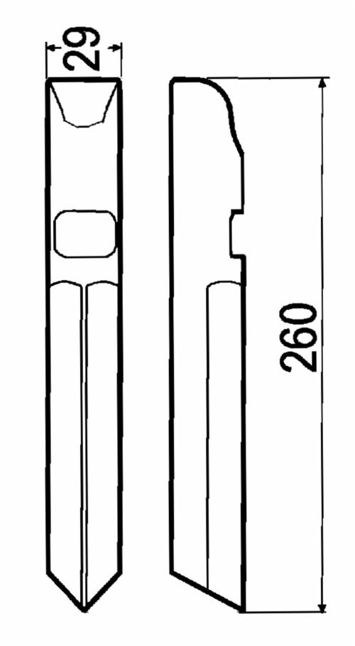 Dente per erpice lunghezza 260mm larghezza 29mm