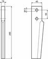 Dente per erpice lunghezza 285mm larghezza 45mm