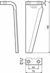 Dente per erpice lunghezza 180mm larghezza 70mm