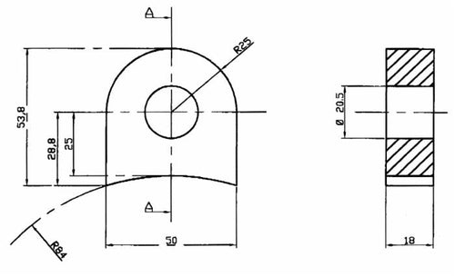 Supporto per mazza trinciasemi altezza 53x50mm senza esagono