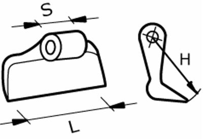 Mazza trincia lunghezza 77mm larghezza 78mm attacco 13mm con foro Ø 16,5mm adattabile a Dragone