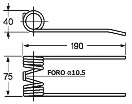 Dente Rotopressa Claas 8214211 Foro 10,5 Filo 5 confezione da 5 pezzi